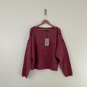 Prana Phono Wool Blend Striped Boat Neck Sweater Size XL